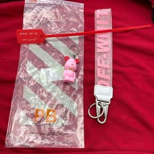Pink Off-White Industrial Rubber Keychain Bag Clip Zip Tie 2013 Weight Securing